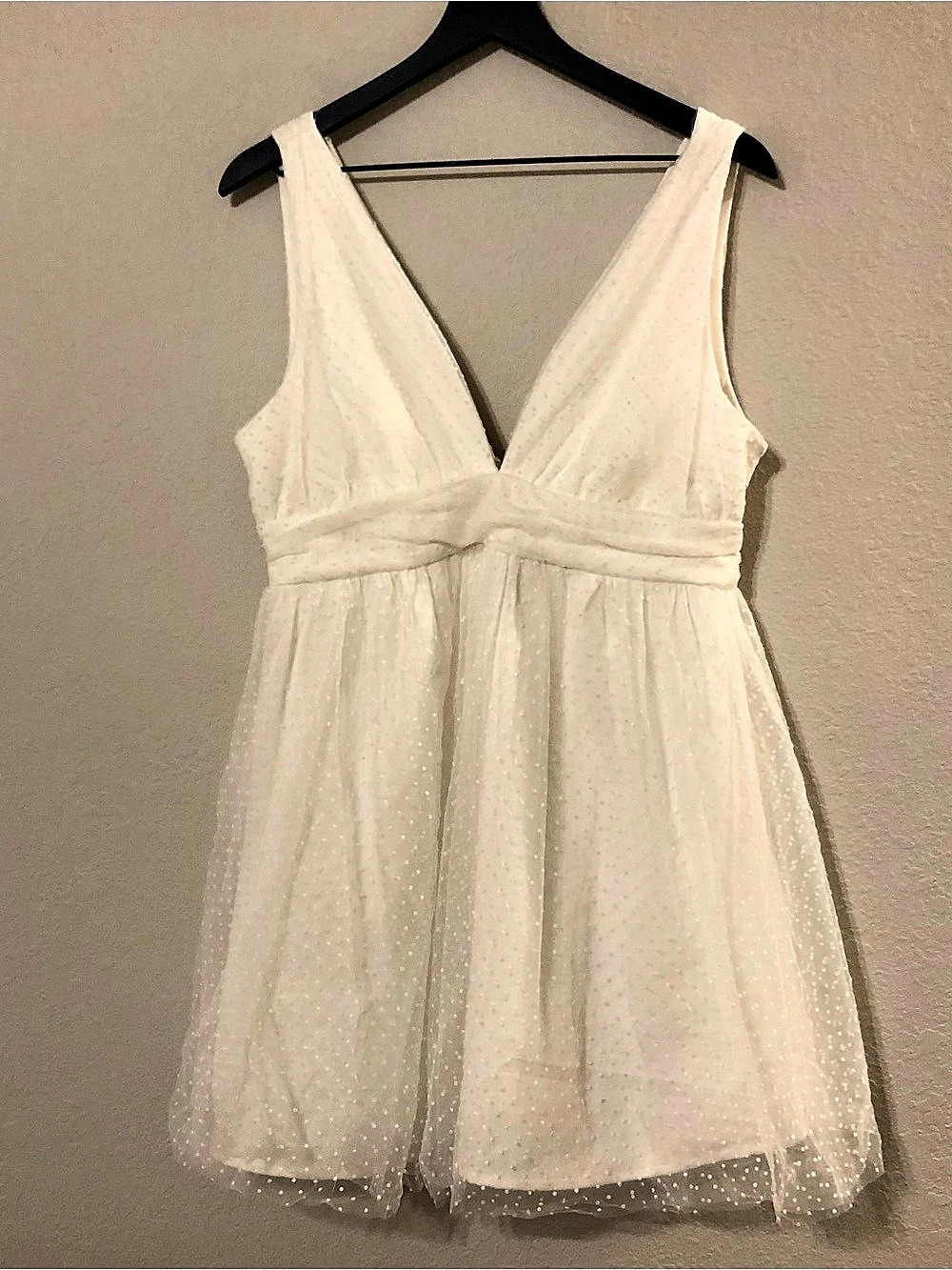 TCEC Polka Dot Mini Dress in White Size Large
